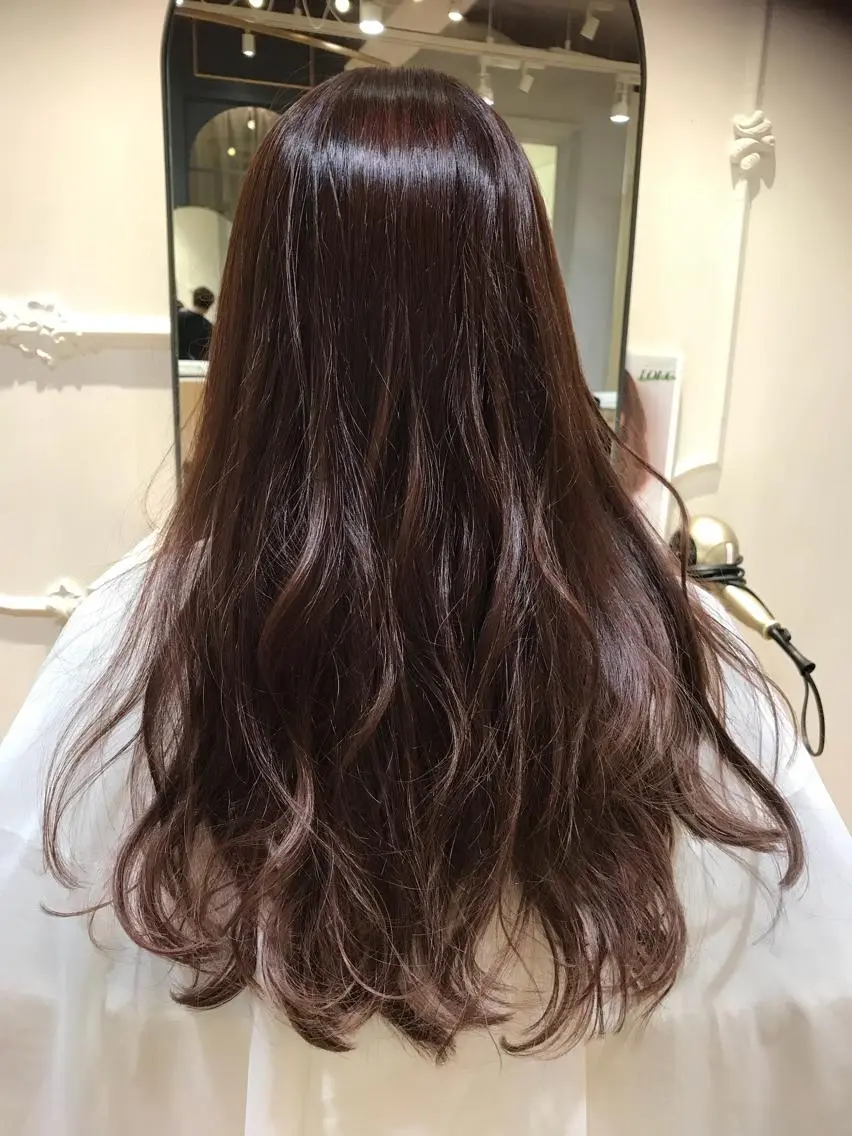 ロング カラー ベージュカラー ピンクカラー ピンクベージュ 乾かすだけで艶髪酸性 ストレート髙橋悠耶のヘアスタイル
