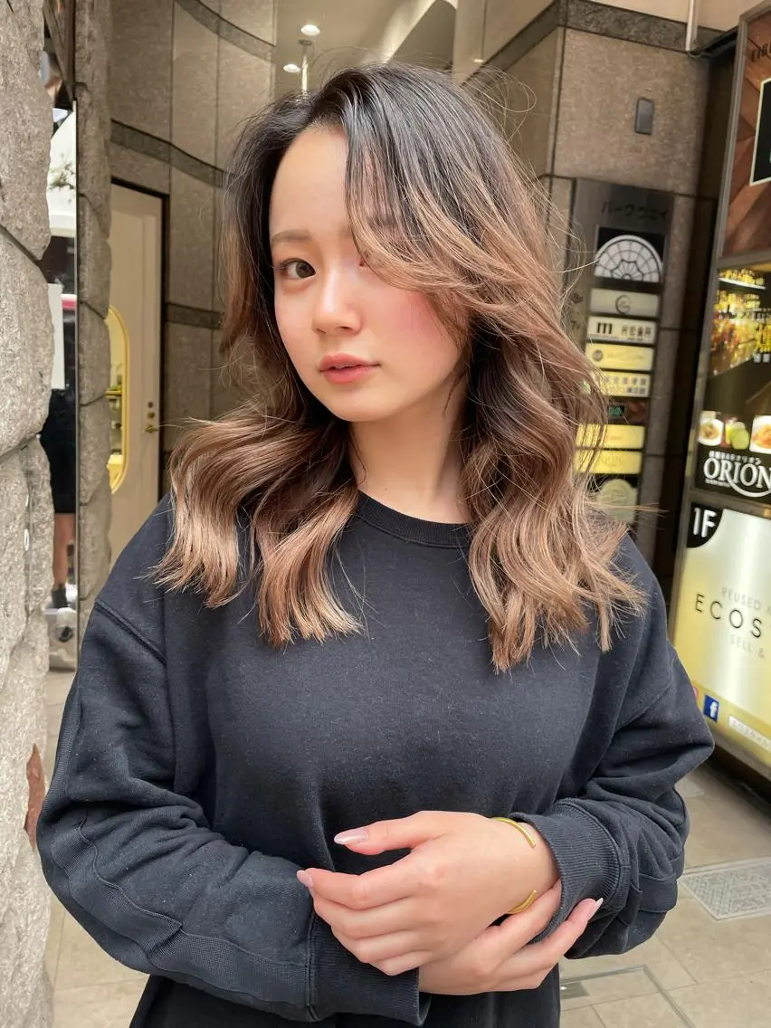 セミロング カット ヘアカラー トリートメント ヘアセット 韓国レイヤー/ツヤ髪 🤍kosuke🤍のヘアスタイル