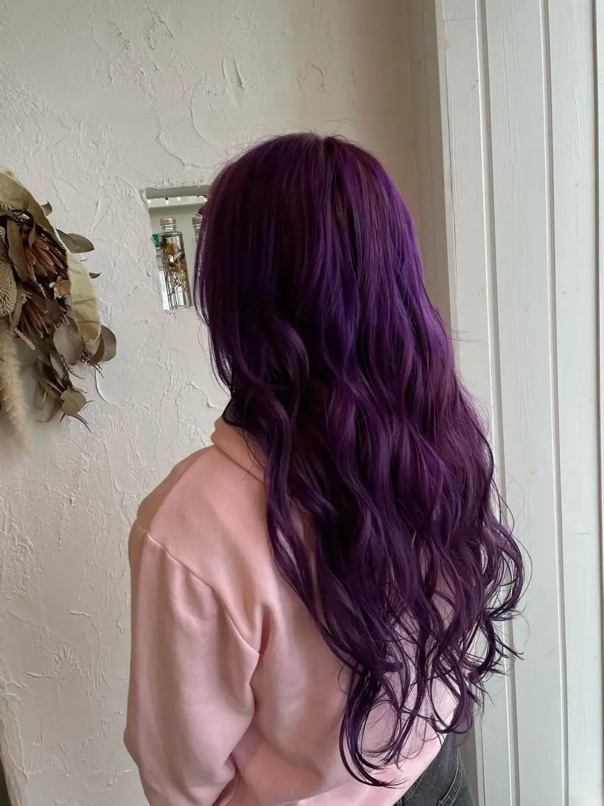 ロング カラー パープルカラー ヘアカラー 🌸小掛🌸 豊橋外国人風カラーのヘアスタイル