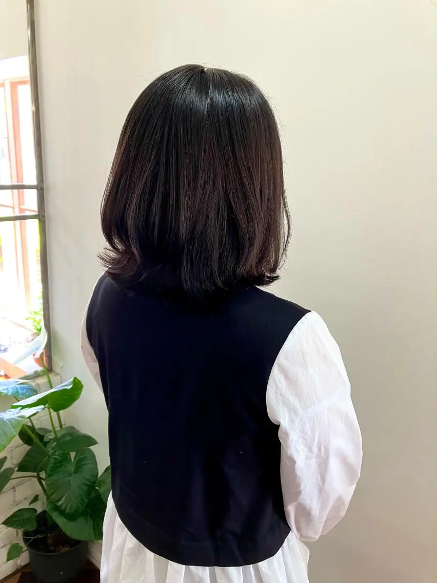 ミディアム ボブ くびれヘア カット ヘアカラー 佐藤 悠生 メンズパーマ.カットのヘアスタイル