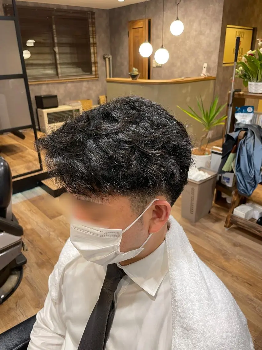 ミディアム パーマ メンズ 米田 大和のヘアスタイル