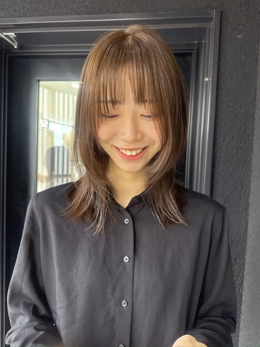 ミディアム カラー 透明感カラー 🫧透明感/ツヤ髪/ ベージュ いちご🍓のヘアスタイル