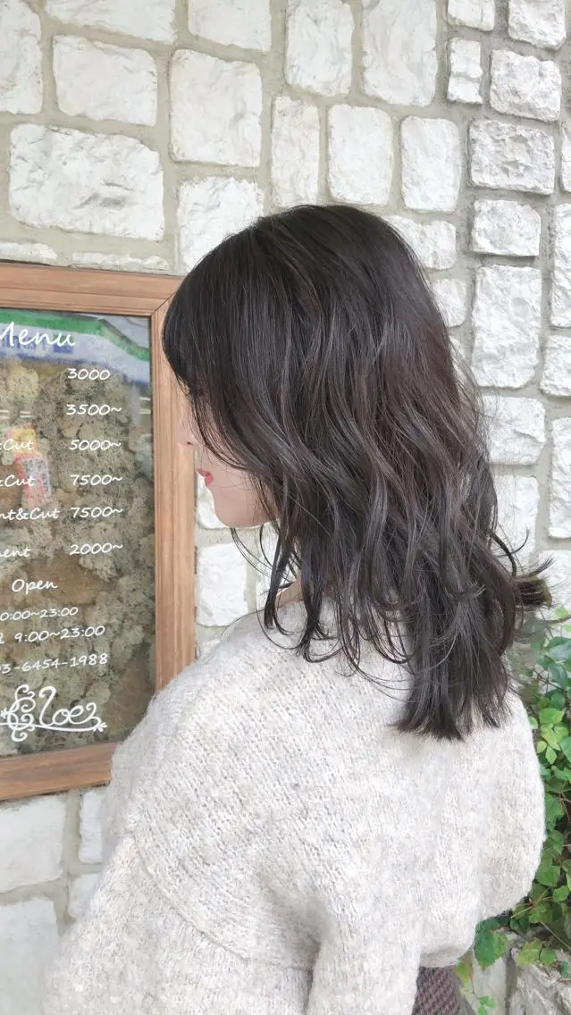 セミロング カラー パーマ ヘアアレンジ グレージュ レイヤーカット カット ヘアカラー トリートメント 髪質改善/透明感 OAK兵庫のヘアスタイル