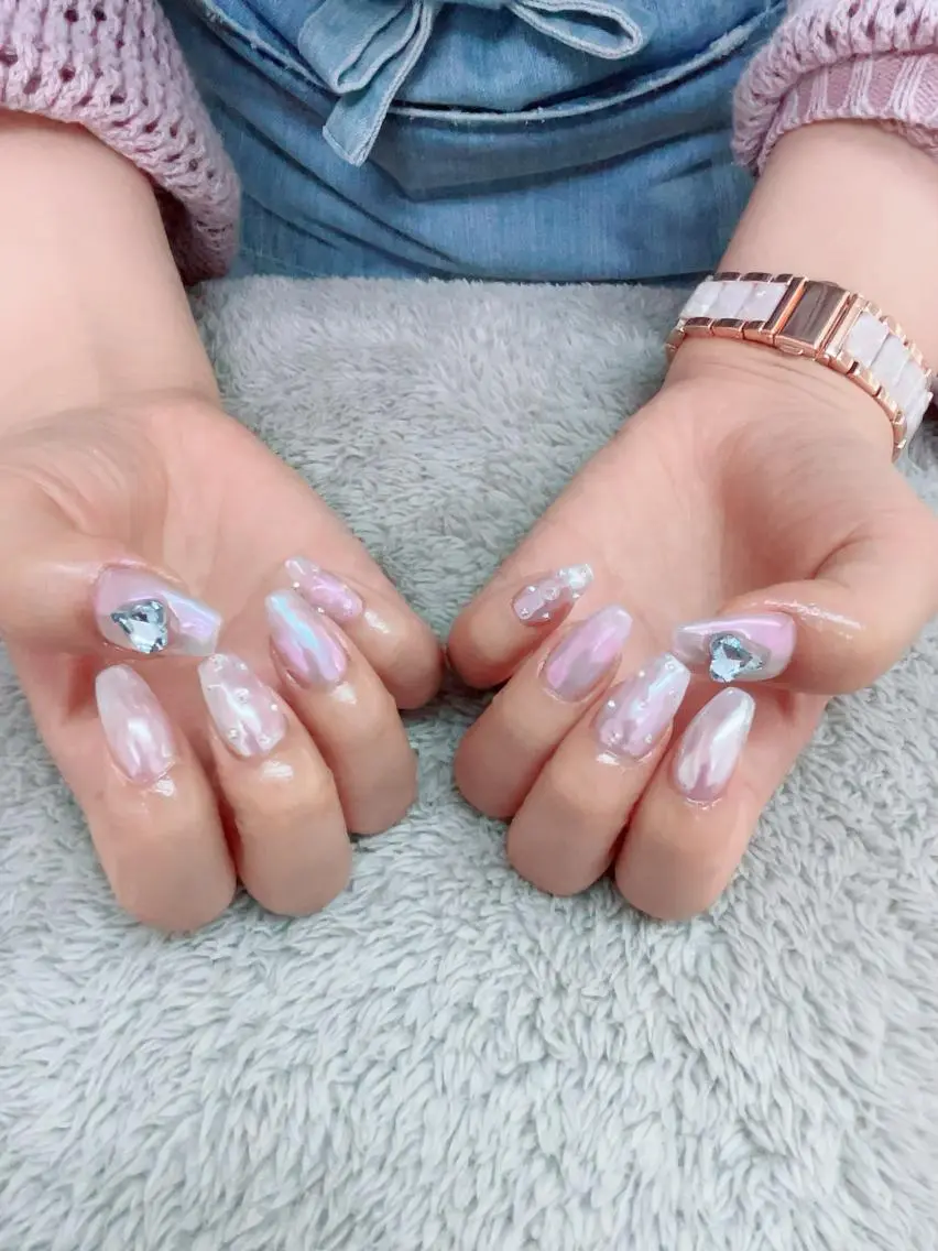 ネイル アートネイル フレンチネイル ガラスフレンチ ミラーネイル ニュアンスネイル brilliant s.kのネイルデザイン