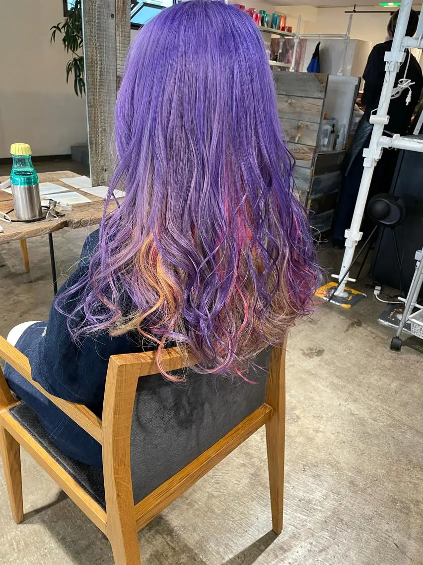セミロング カラー ユニコーンカラー ヘアカラー トリートメント ハイトーン/レイヤー /ケアブリーチ石川治のヘアスタイル
