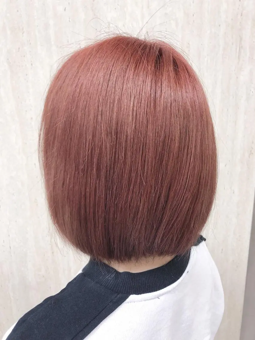 ミディアム カラー ピンクカラー ボブ カット ヘアカラー トリートメント 田中 アキオのヘアスタイル