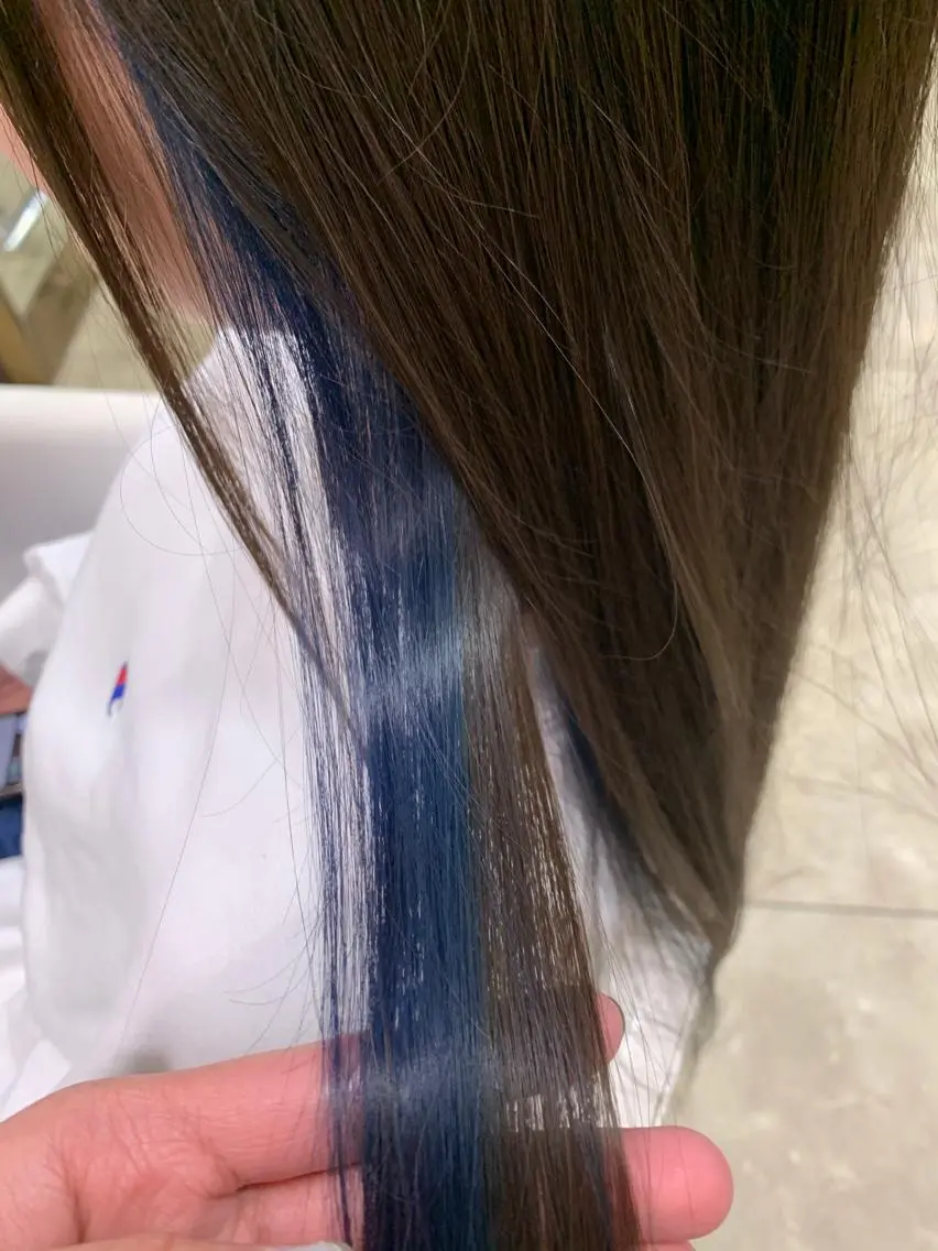 ロング カラー ブリーチ ブルーカラー ケアブリーチ インナーカラー トリートメント たなか りなのヘアスタイル