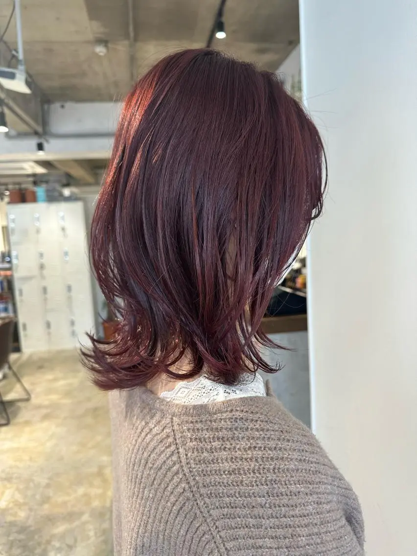 ミディアム カラー ヘアアレンジ ブリーチ ブリーチなしカラー 落合　眺 (オチアイ　ノゾミ)のヘアスタイル