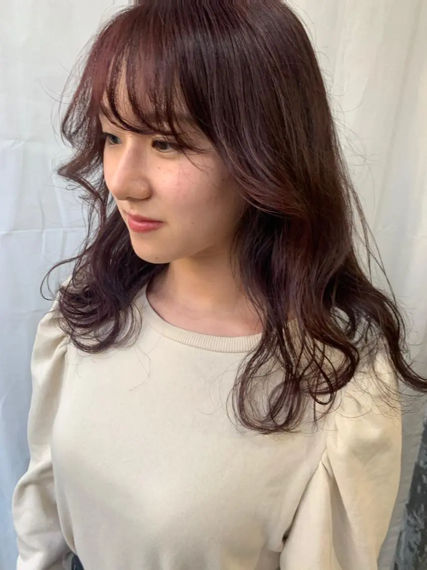 ミディアム カラー ヘアアレンジ レッドカラー 髙塚碧🇰🇷 韓国ヘア🎗️のヘアスタイル