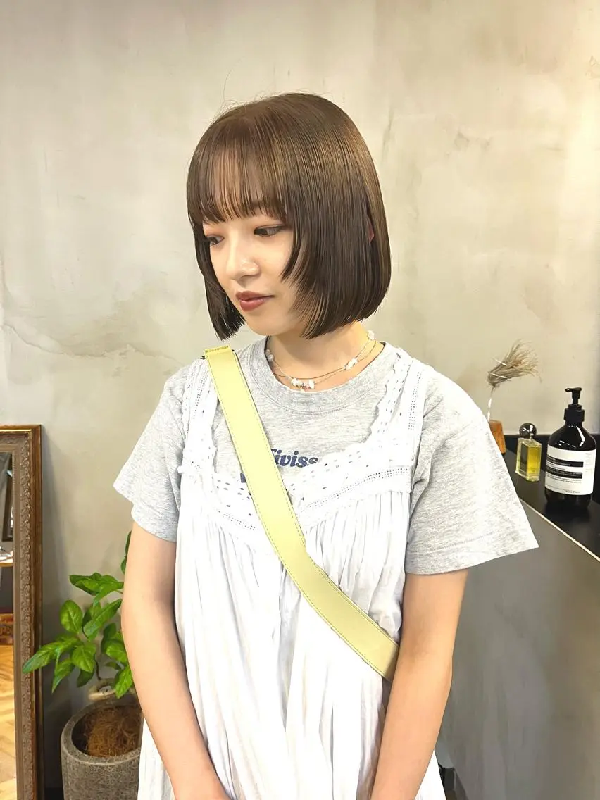 ミディアム カラー ヘアアレンジ ブリーチ ダブルカラー ブリーチなしカラー カット ヘアカラー トリートメント ena/ブリーチなし 透明感・レイヤー🎀のヘアスタイル