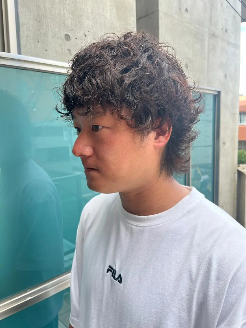 ショート メンズ メンズパーマ ケアカラー ピンクブラウン 外国人風カラー ショートヘア 久木原 ゆりのヘアスタイル