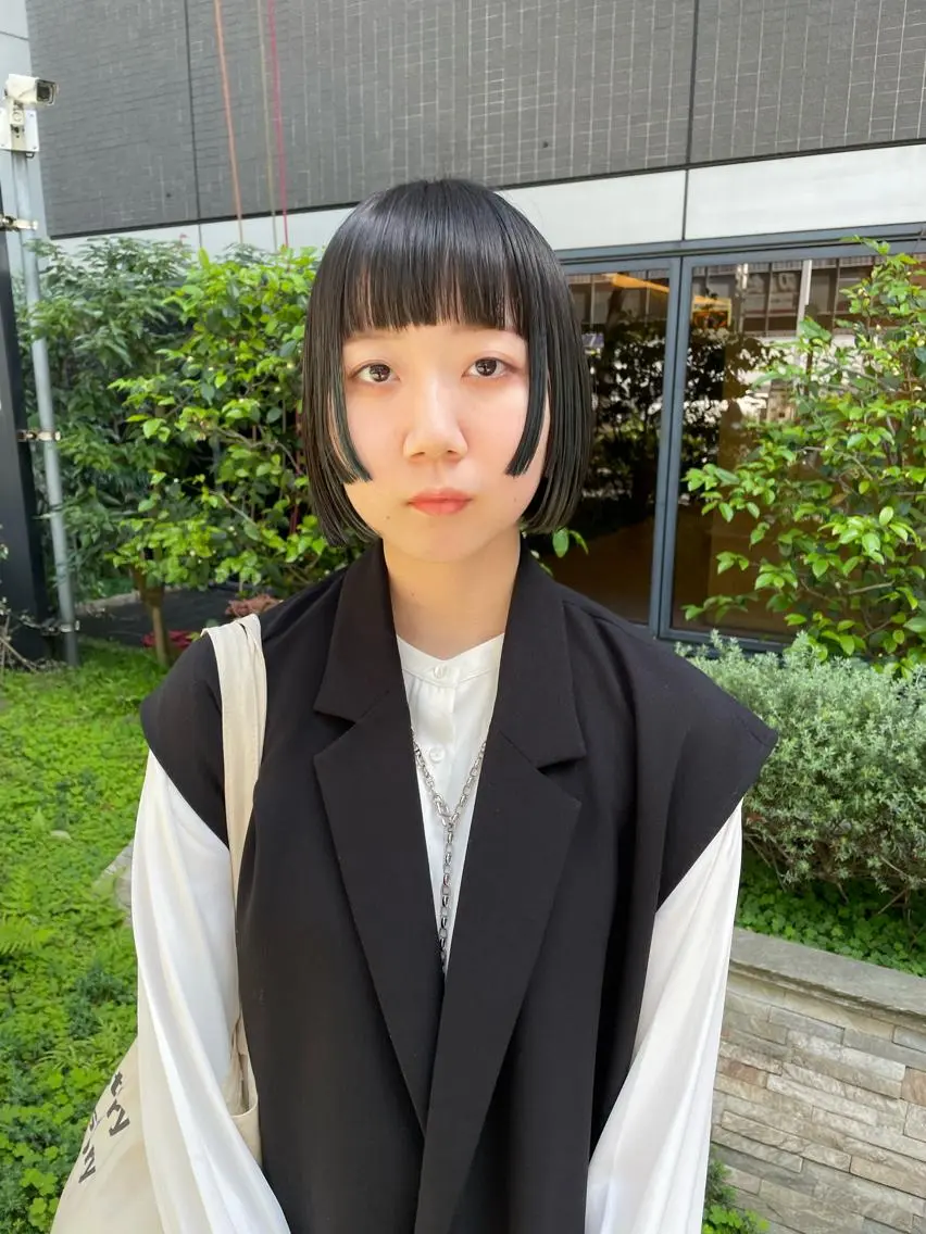 ミディアム カラー パーマ ヘアアレンジ メンズ キッズ ネイル マツエク・マツパ アイブロウ グリーン tatsumi/ボブ ウルフ/レイヤーのヘアスタイル