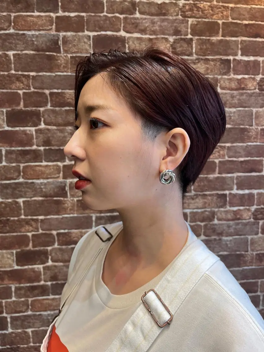 ショート カラー パーマ ヘアアレンジ メンズ キッズ ネイル マツエク・マツパ アイブロウ メンズパーマ ブラウンカラー ケアカラー 透明感カラー ピンクカラー 久木原 ゆりのヘアスタイル
