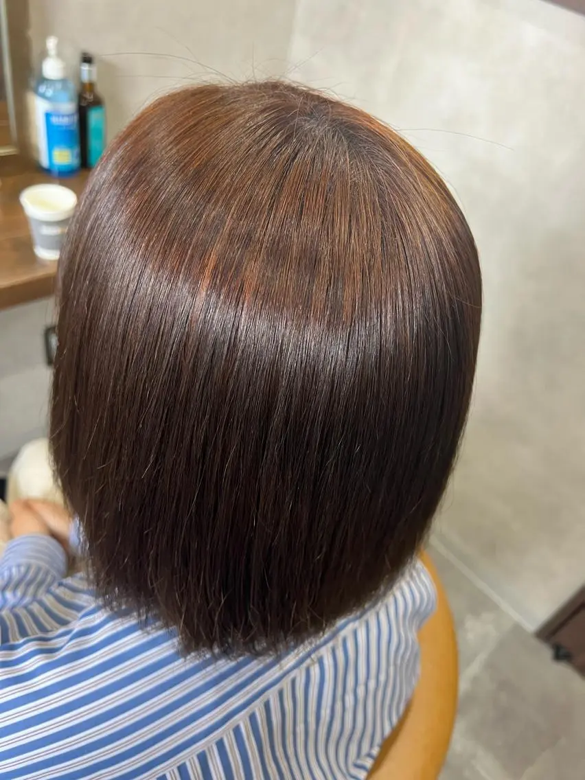 ミディアム カット 縮毛矯正 トリートメント 天王町×韓国レイヤー 髪質改善 佐藤友茉のヘアスタイル