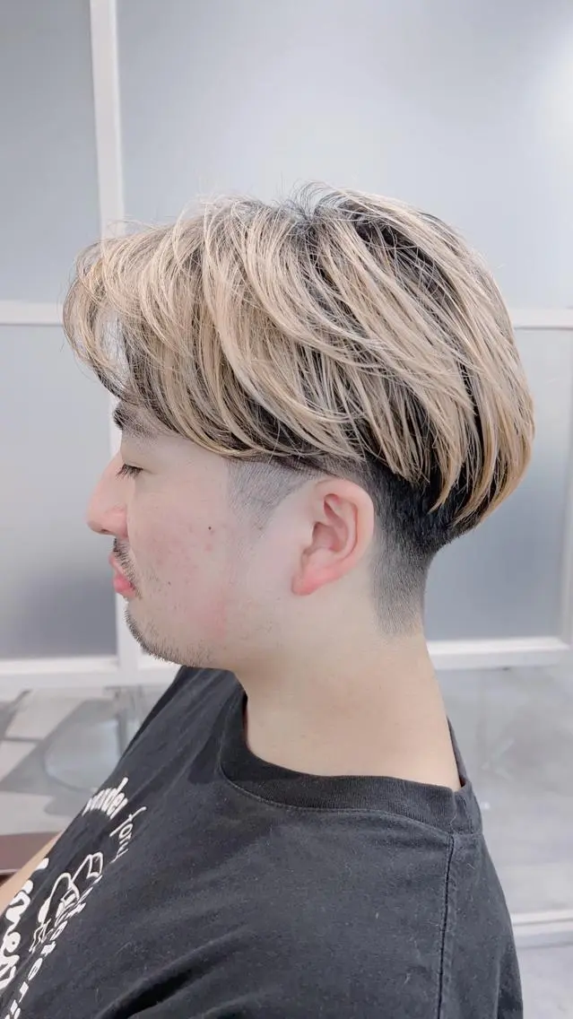 ショート カラー パーマ メンズ メンズブリーチ メンズインナーカラー メンズ韓国風 ブリーチ ダブルカラー newi ナカノのヘアスタイル