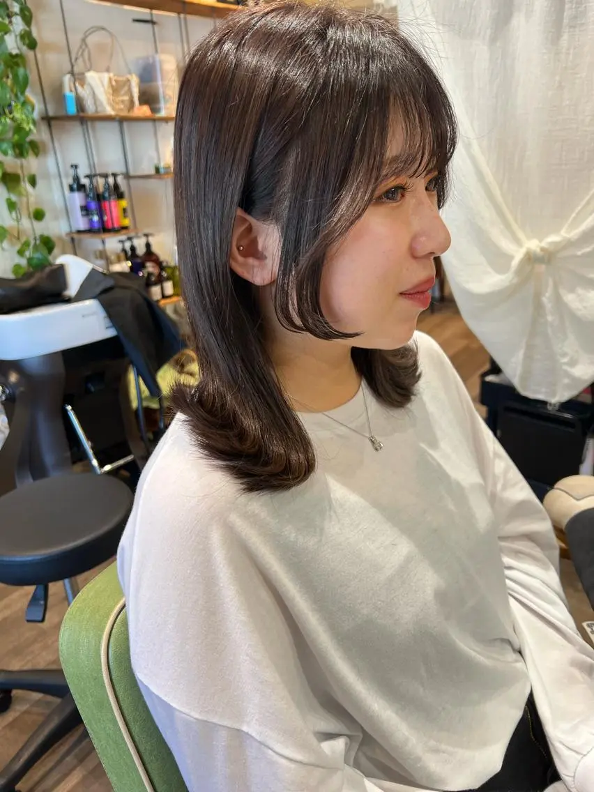 ミディアム カラー 姫カット カラーパティシエ facce🌼ikoのヘアスタイル
