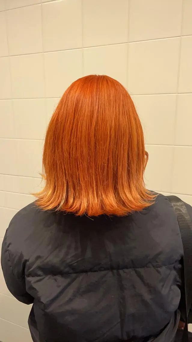 ミディアム カラー オレンジ honen RUKAのヘアスタイル
