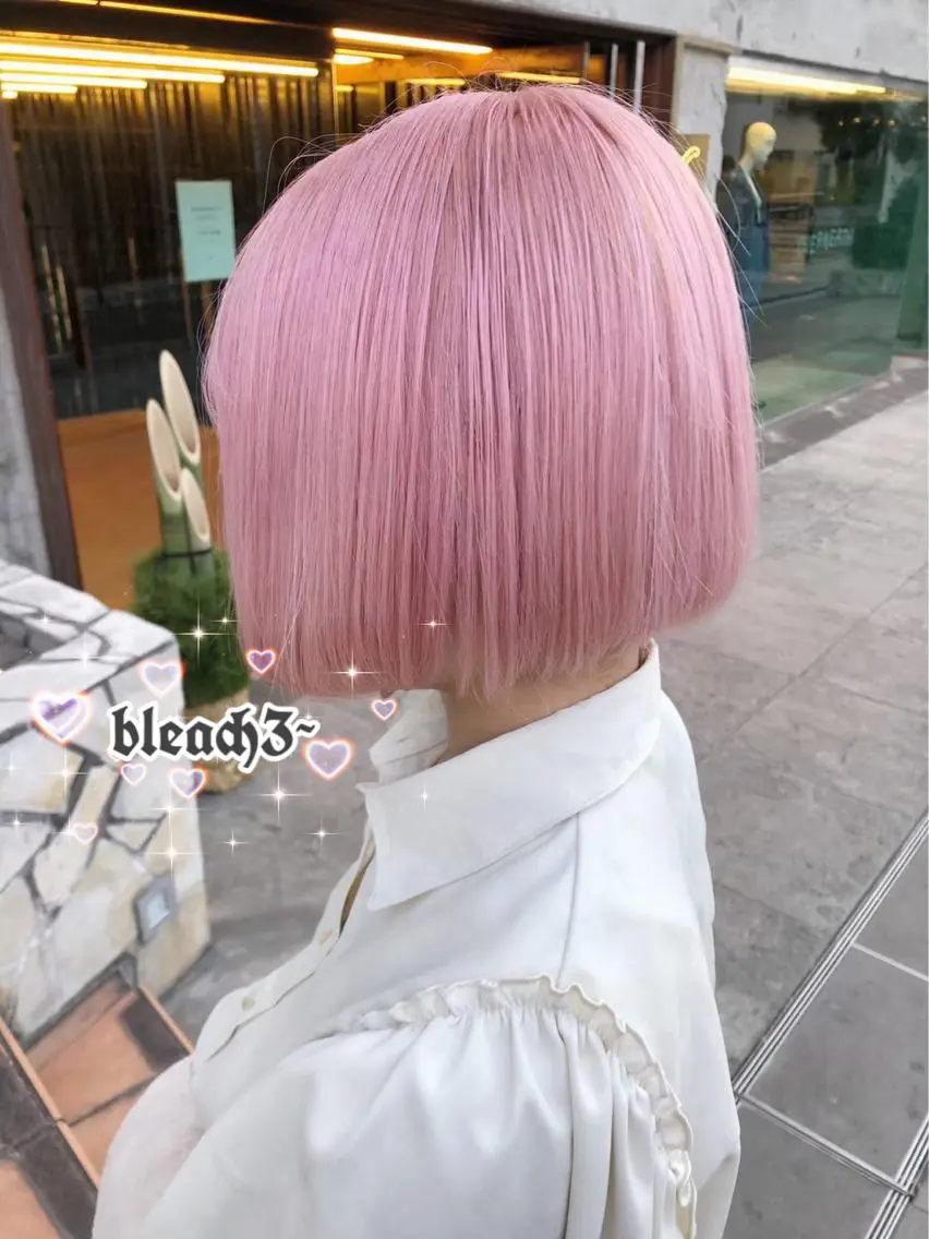 ショート アッシュ アッシュグレー アッシュグレージュ ミストバング ピンクブラウン 💞ハイトーン/ヘア アレンジ💞 くるみのヘアスタイル