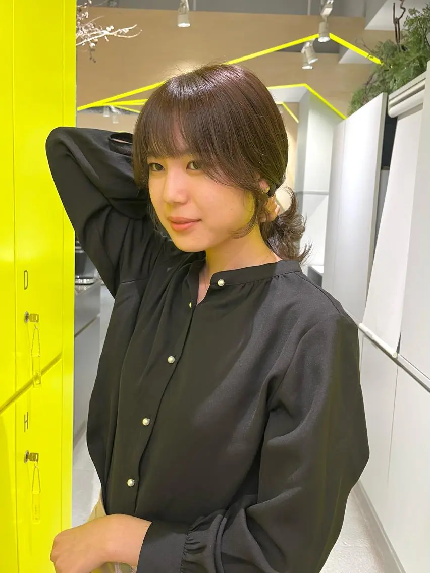ミディアム エギョモリ 小顔カット 🟣niw SHUNNA🟣のヘアスタイル