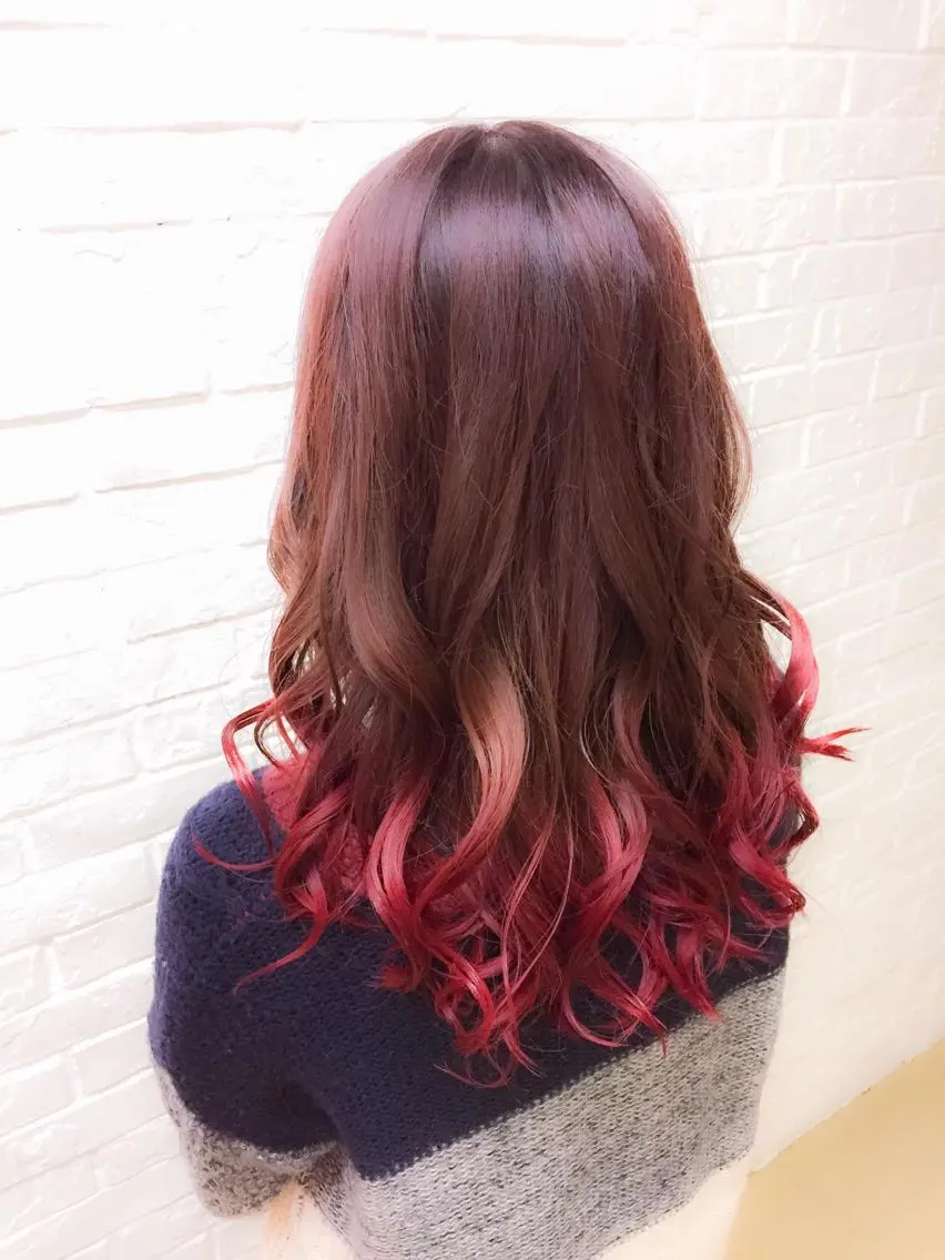 ミディアム カラー グラデーションカラー レッドカラー エクステリピート率 No.1 菊池　悠介のヘアスタイル