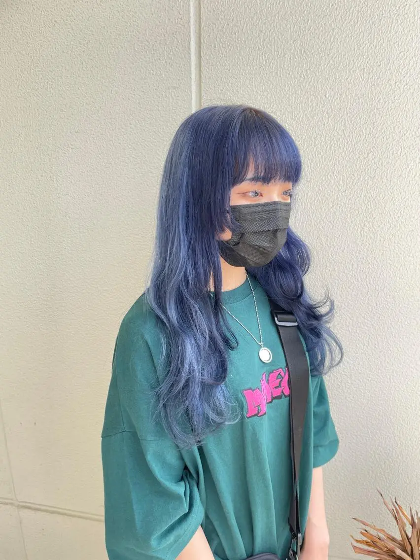 ロング カラー ヘアアレンジ ブルーカラー ツートーンカラー カット ヘアカラー トリートメント ヘッドスパ ヘアセット 艶カラー✨縮毛矯正✨ 翁長孝輔のヘアスタイル