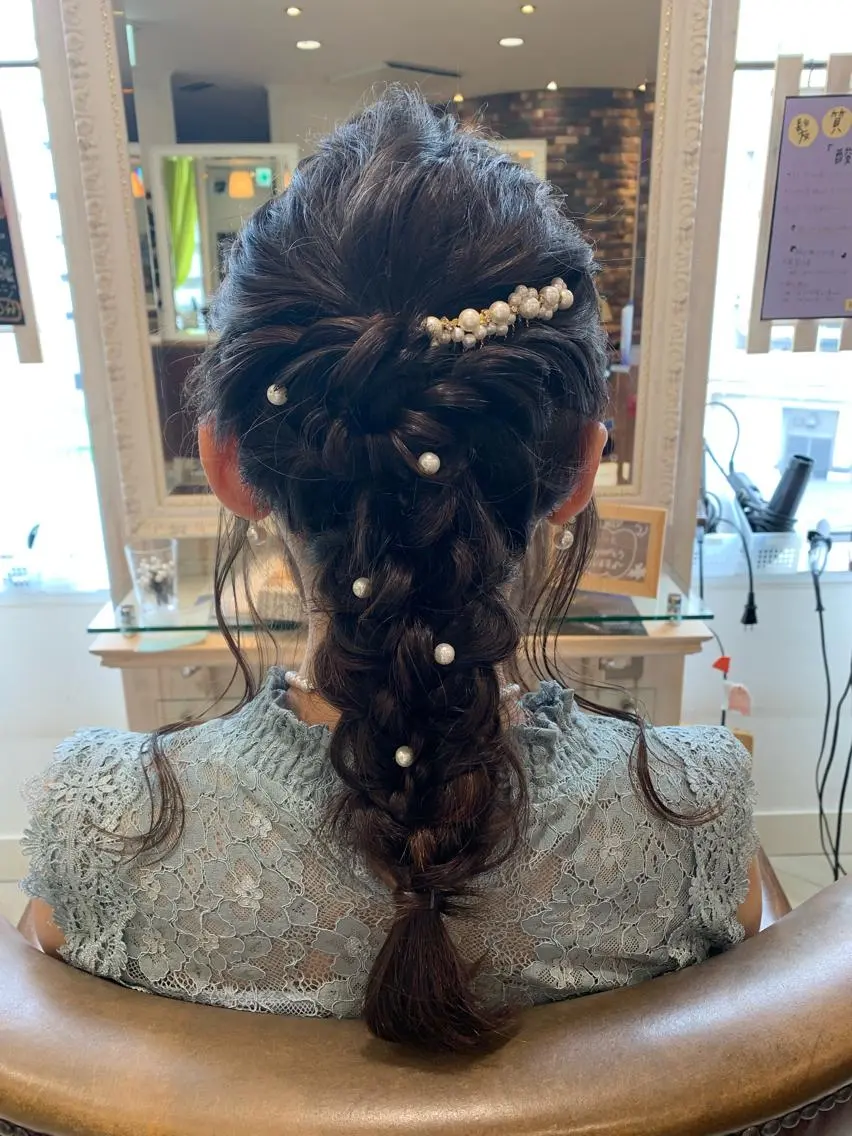 ロング カラー ヘアアレンジ 結婚式・ブライダル デート メンズパーマ特化🔥 ツイスパ/シャドウのヘアスタイル