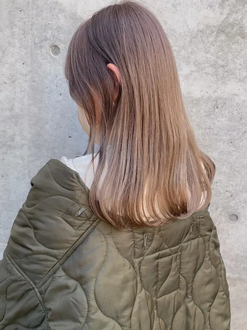 セミロング カラー ヘアアレンジ 🧡梅田ハイトーン カラー🧡runaのヘアスタイル