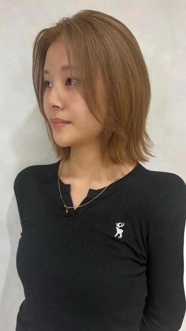 ミディアム カラー ブラウンカラー 顔周りカット 🌼ベージュ/暖色 🌼すずのヘアスタイル