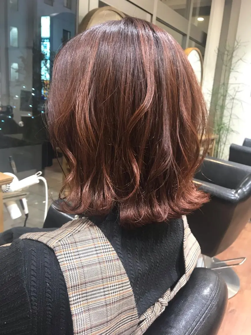 ミディアム カラー オレンジ ピンクカラー アザマ　ヤスカツ _rosso 川口のヘアスタイル