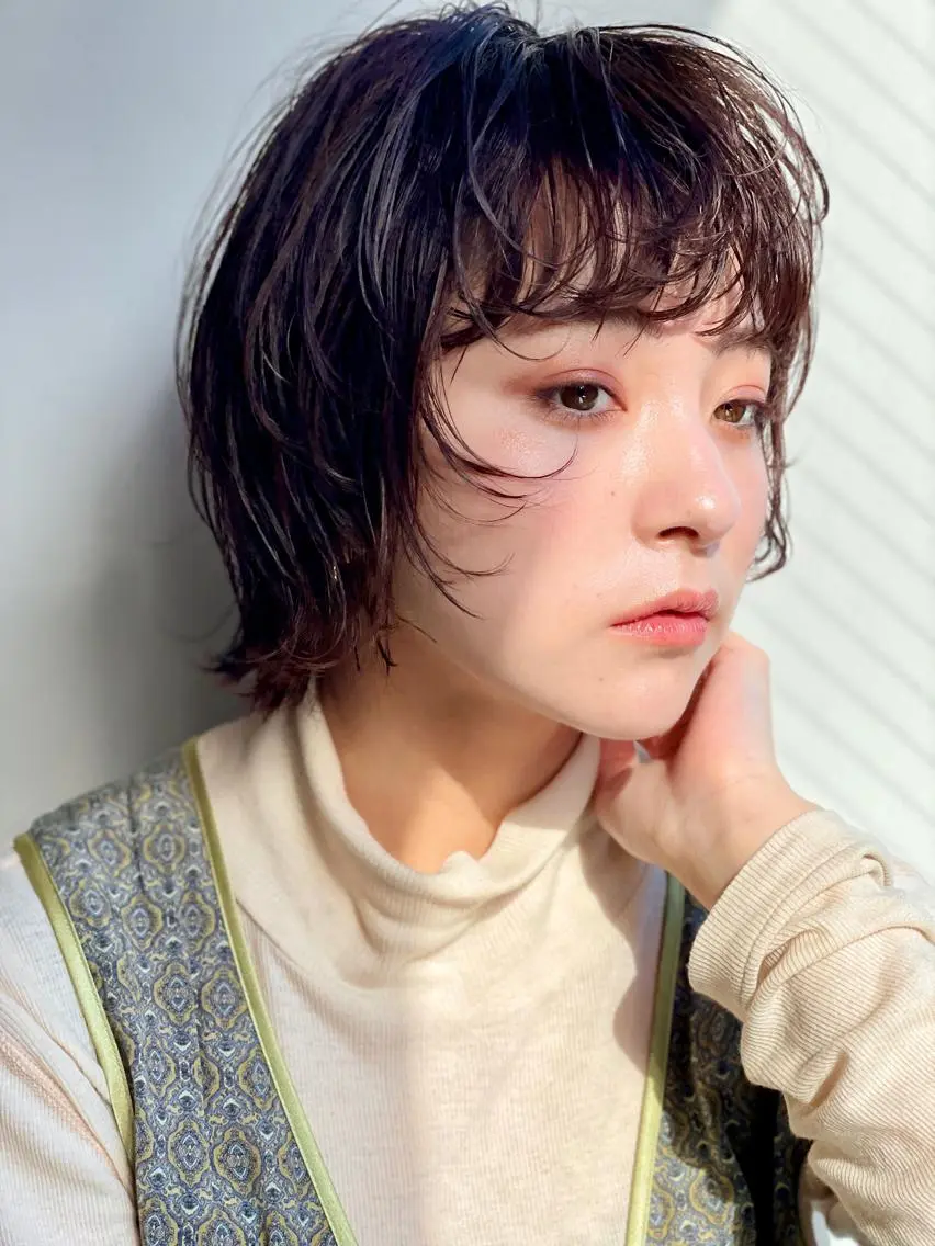 ショート パーマ ボブ ウルフカット ニュアンスパーマ カット ヘアカラー パーマ ボブ/レイヤー/ケア パーマ/リュウタのヘアスタイル