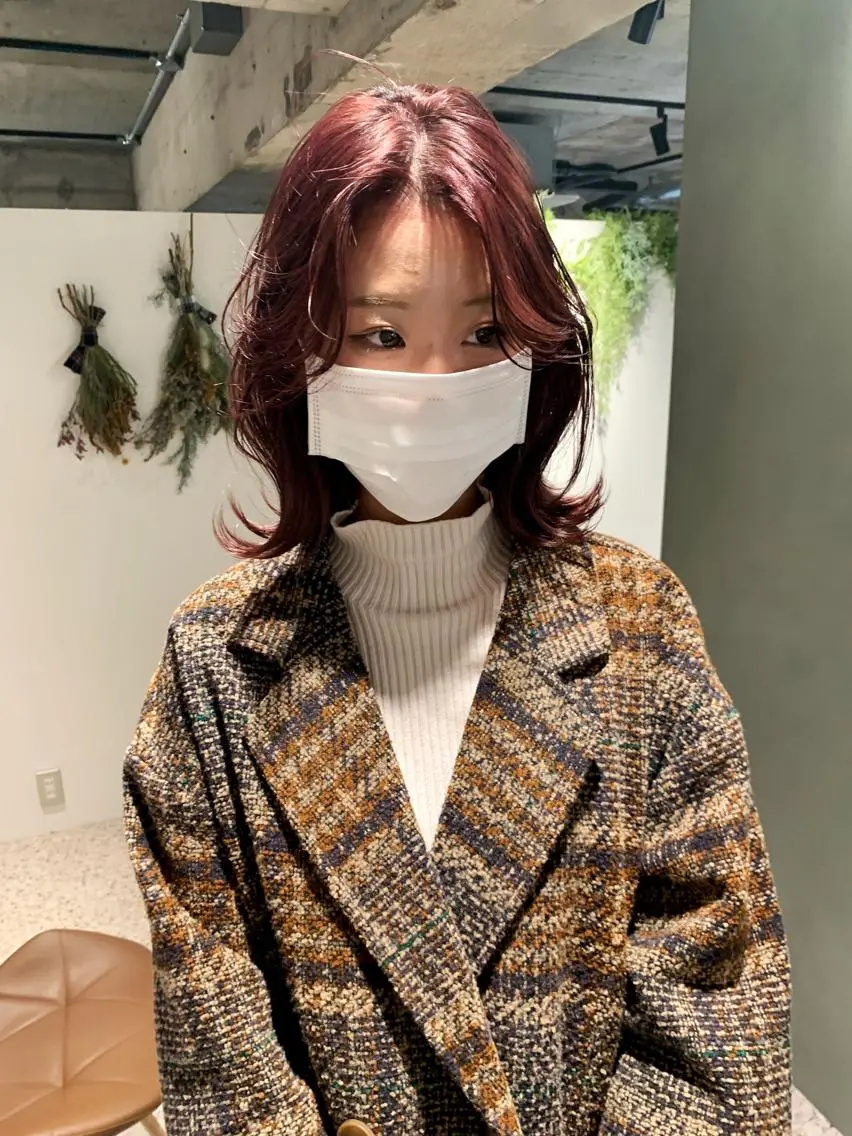 ミディアム カラー ブリーチ ラベンダーカラー ピンクカラー ピンクラベンダー ヘアカラー 丸山璃子 /パーマ/レイヤーのヘアスタイル