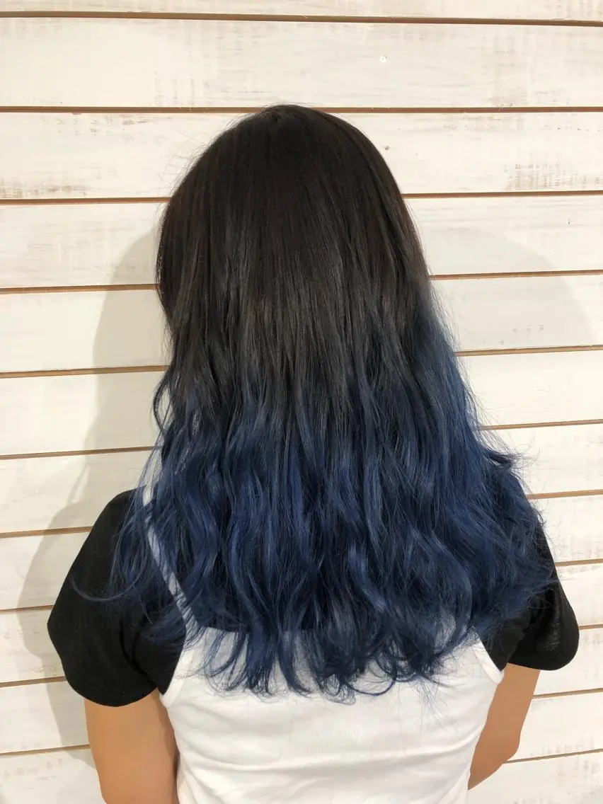 セミロング カラー ブルーカラー ネイビーカラー ヘアカラー 🧡艶髪/エクステ 🫧🧡YUKI❄️のヘアスタイル