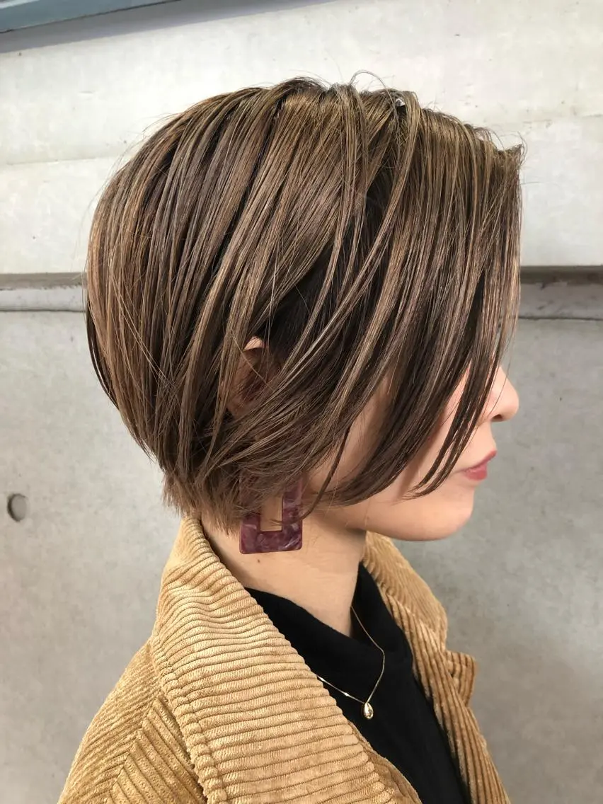 ショート カラー パーマ 【白髪ぼかし 専門GBG】自由が丘のヘアスタイル