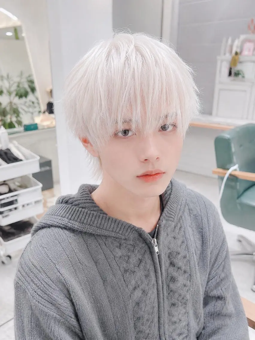 ショート カラー メンズ メンズハイトーン マッシュウルフ マッシュ メンズウルフカット ダブルカラー DAYS Men’sのヘアスタイル