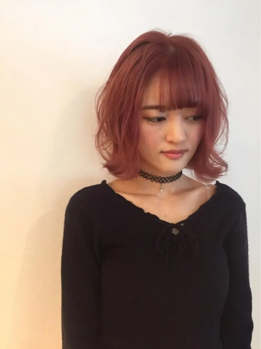 ミディアム カラー カット ヘアカラー 稲田 結衣夏のヘアスタイル