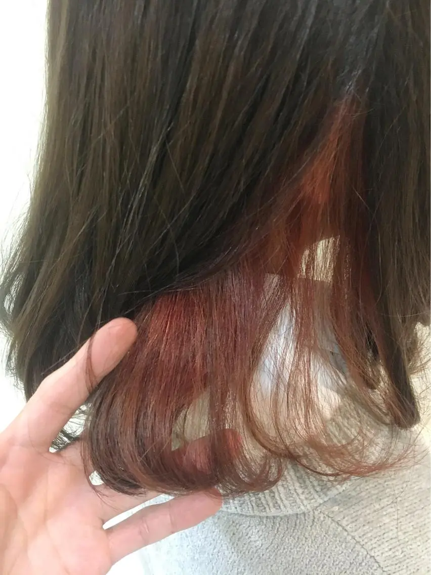 ミディアム カラー ブリーチ レッドカラー ヘアカラー 永井 大希のヘアスタイル
