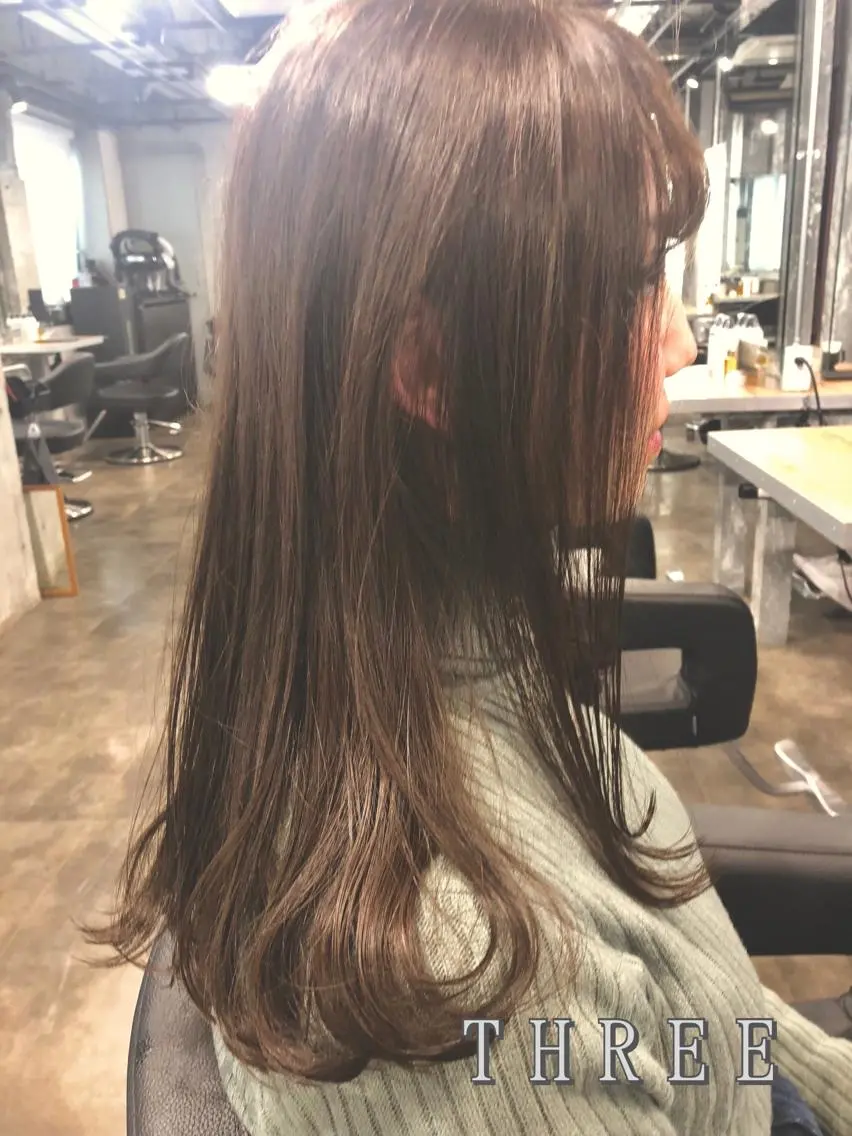 ミディアム カラー ブリーチ グレージュ ブリーチなしカラー kenta GATTACAのヘアスタイル