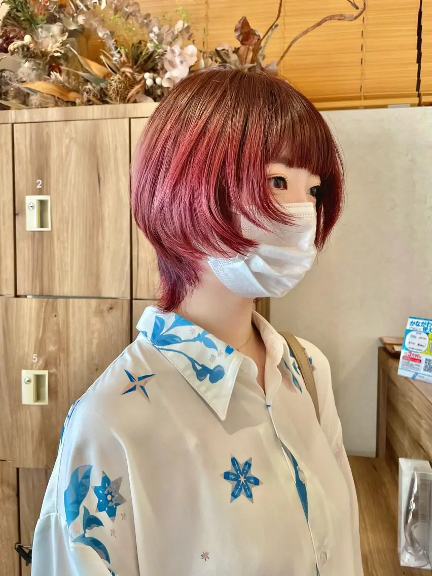 ショート カラー トリートメント ウルフカット カット ヘアカラー トリートメント 似合わせ レイヤー須川のヘアスタイル