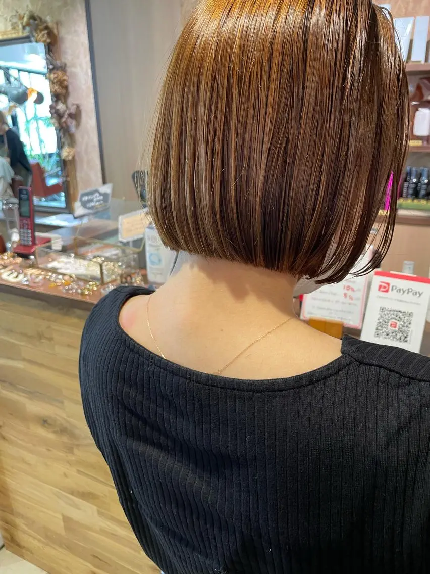 ミディアム カット 縮毛矯正 トリートメント ayane⭐️ボブ・ ショート・パーマのヘアスタイル