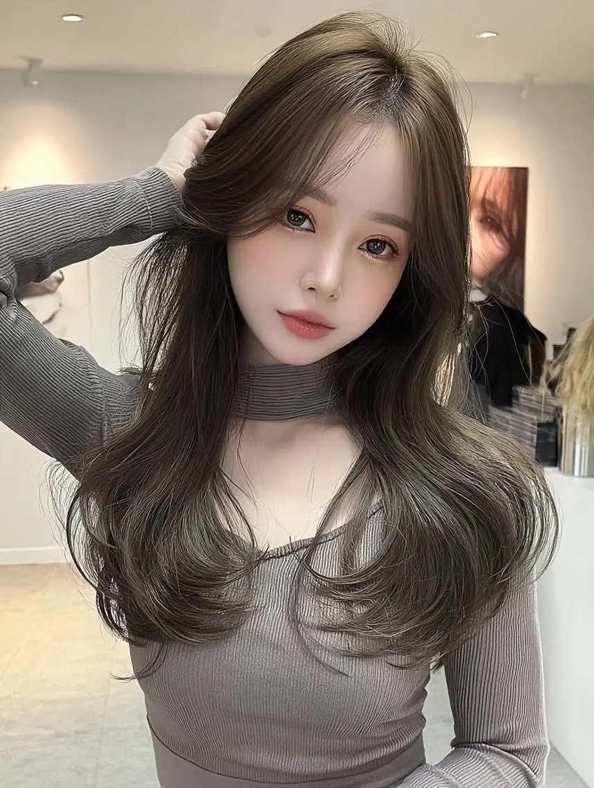 セミロング 顔周りカット 髪質改善 韓国風ヘア レイヤーカット カット ヘアカラー FOCUS JAPAN3のヘアスタイル