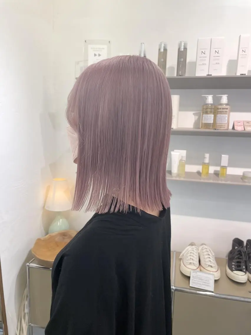 ミディアム カラー ブリーチ ケアブリーチ 透明感カラー ラベンダーカラー ブリーチカラーが人気 onnuのヘアスタイル