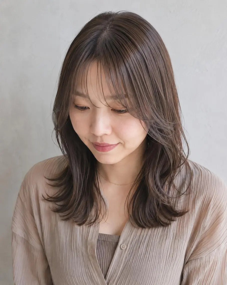 セミロング 女性カット&カラー モデル⭐️大坂望心のヘアスタイル