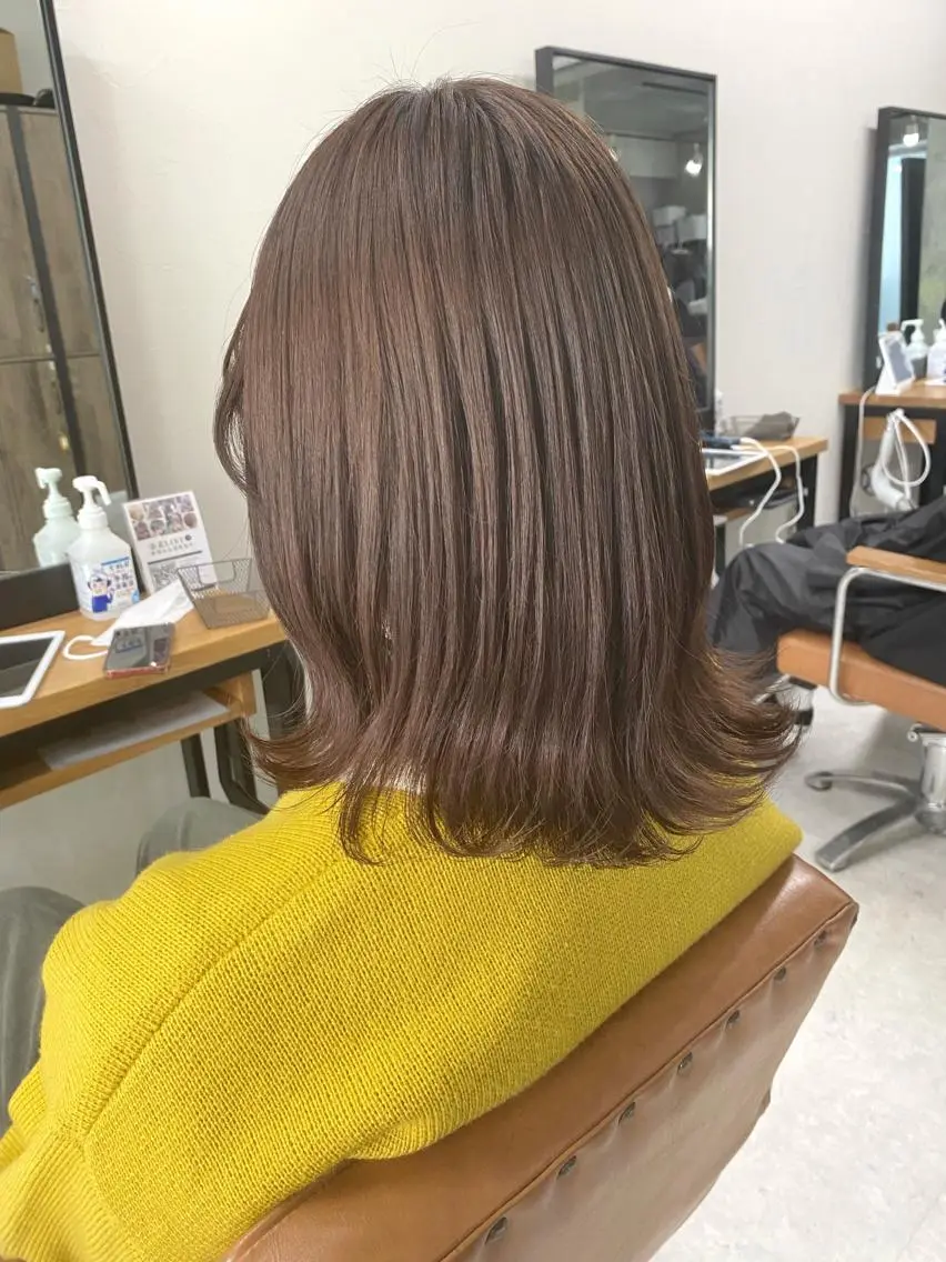 セミロング カラー ヘアアレンジ 🌷FUKA🌷 まろやかハイトーンのヘアスタイル