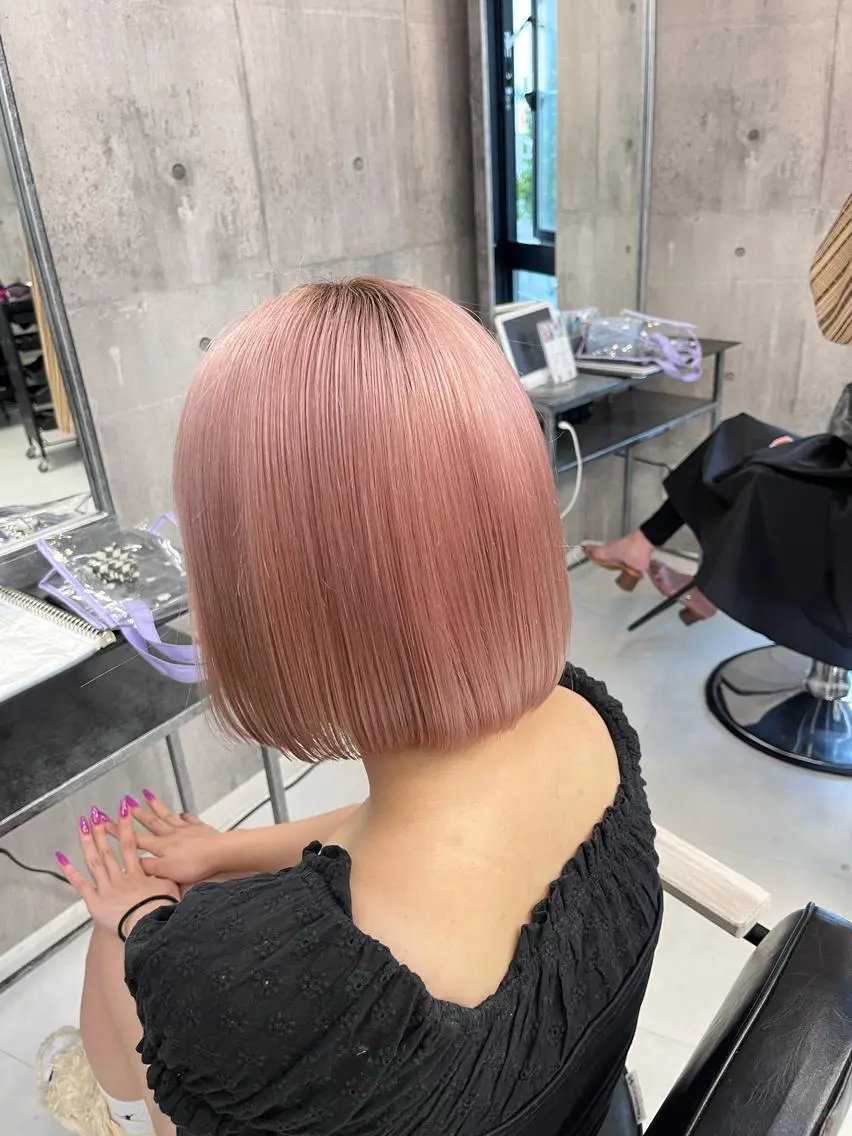 ミディアム カラー ピンクカラー 【毎朝セット3分】 メンズパーマ　真人のヘアスタイル