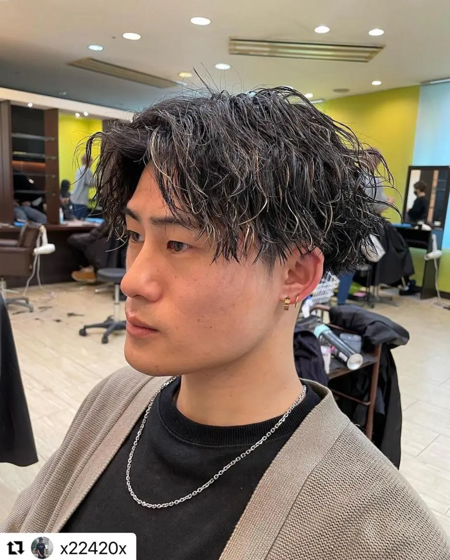 ミディアム カラー メンズ メンズハイライト ハイライトカラー ハイライト 🩷Eny terrace🩷のヘアスタイル