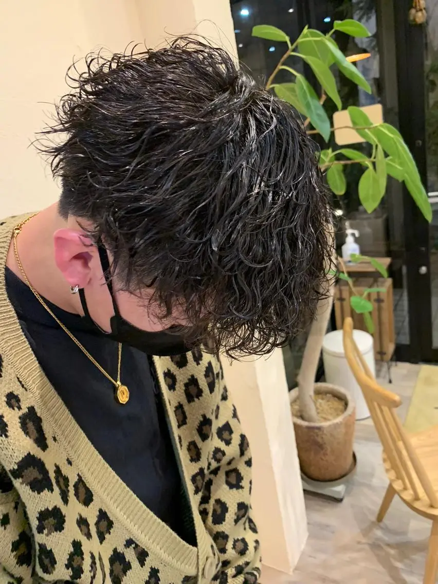 ショート パーマ メンズ メンズパーマ 波巻きパーマ 【豊橋】似合せカット SHEEFTタイガのヘアスタイル