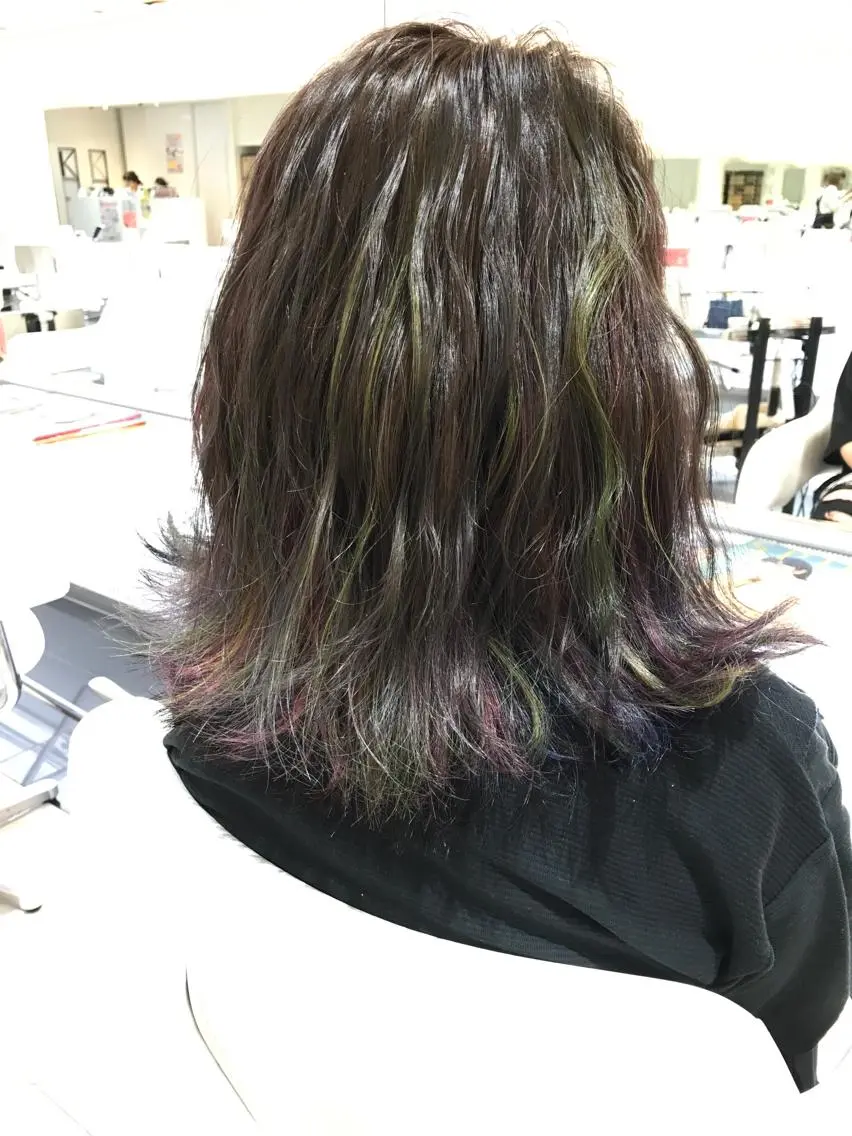 セミロング カラー カット ヘアカラー 湯浅 了一のヘアスタイル