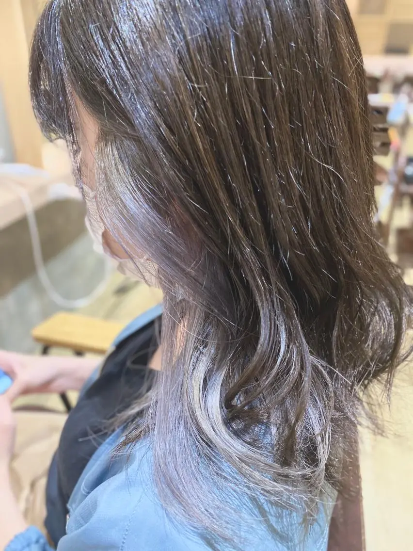 ミディアム カラー ブリーチ インナーカラー ラベンダーカラー ヘアカラー トリートメント マンツーマン/透明感 foi hairのヘアスタイル