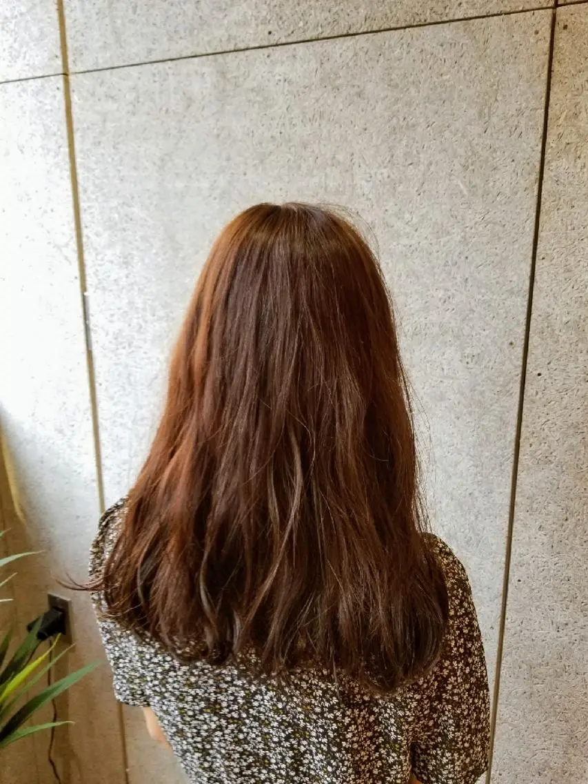 ロング カラー ブラウンカラー オレンジ オレンジブラウン 🌿赤み消し/ 艶カラー落合 優🌿のヘアスタイル