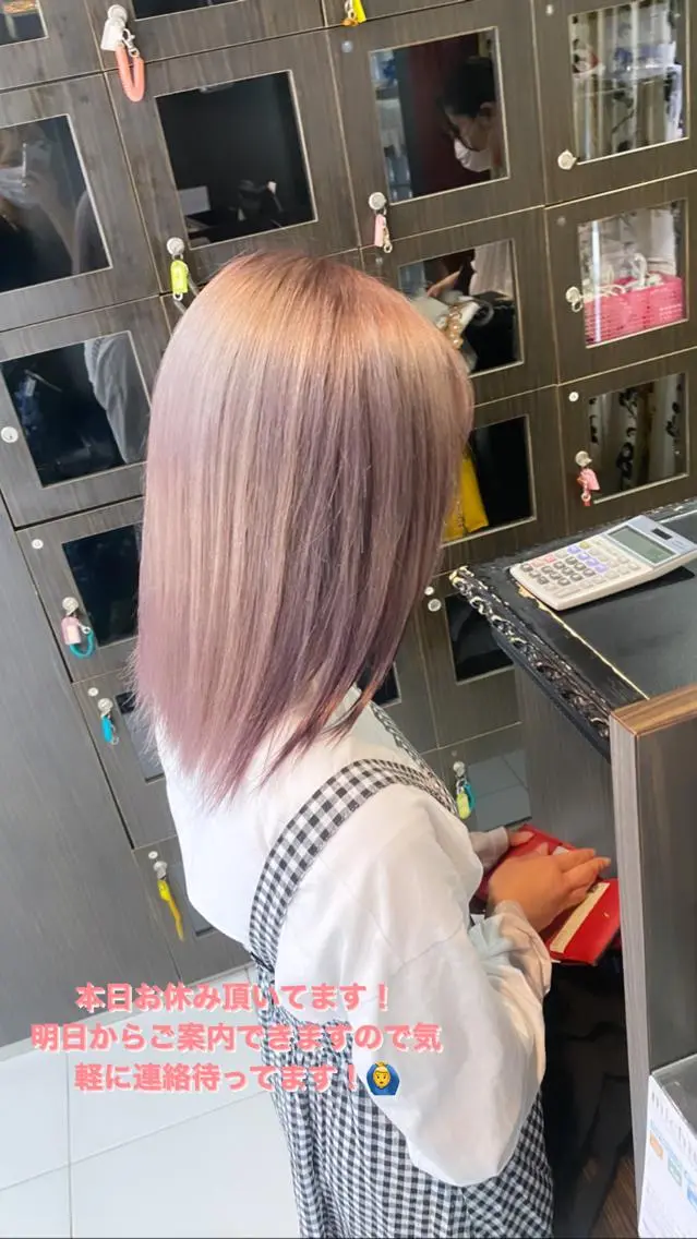 ミディアム カラー ピンクカラー ヘアカラー グレージュ達人/赤み 消し/ブリーチ/岩崎のヘアスタイル